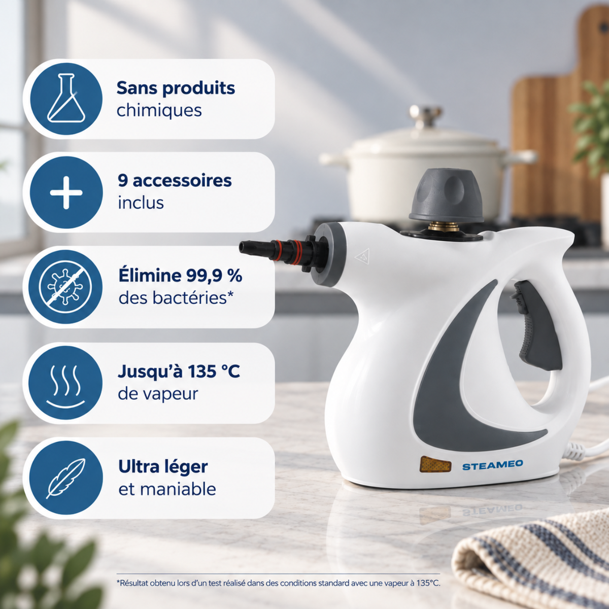 Nettoyeur Vapeur Steameo - Remplace tous vos produits toxiques